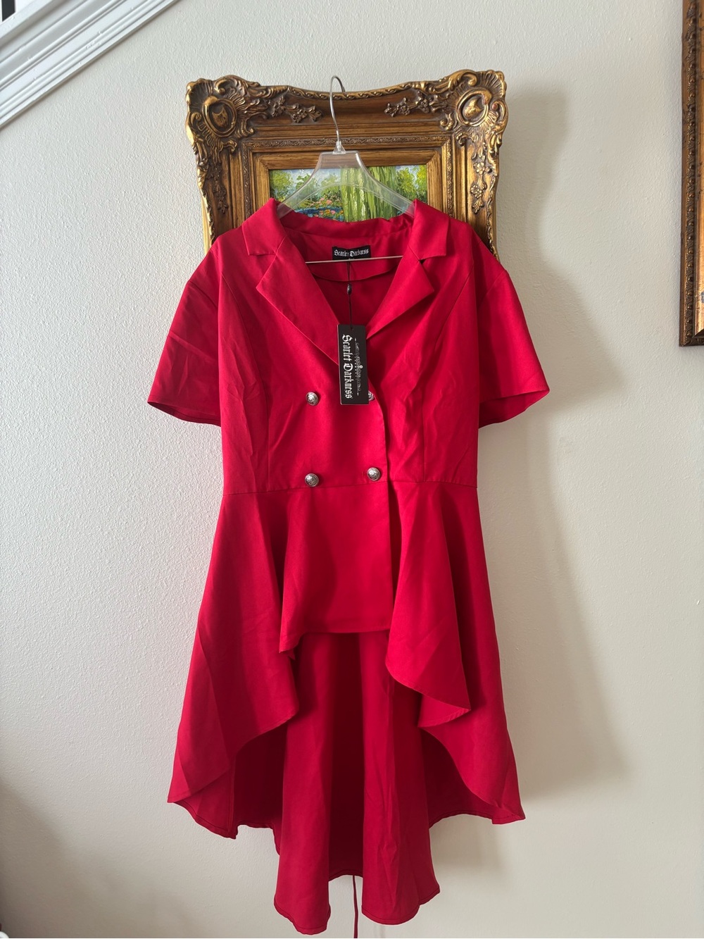 NWT Scarlet Darkness Red Double-Breasted High-Low jacket